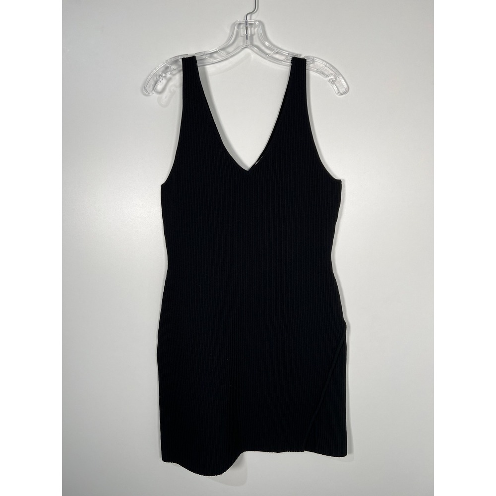 Gentle Fawn Tamara Black Ribbed Knit Bodycon Sleeveless Mini Dress Minimalist L